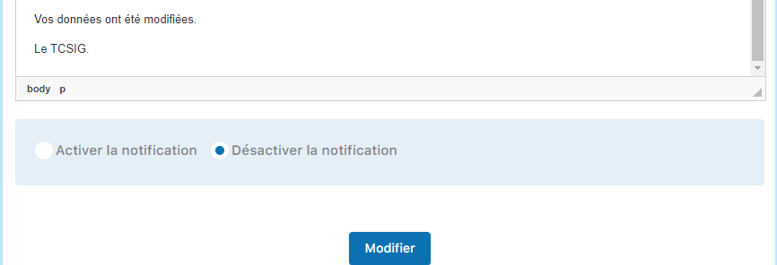 Configuration - Modifier une réservation
